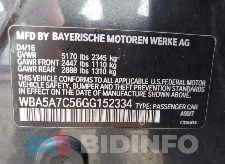 WBA5A7C56GG152334 Photo# 12