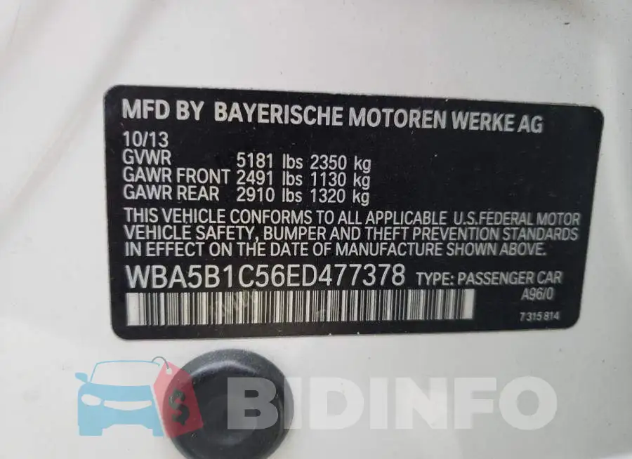 WBA5B1C56ED477378 Photo# 12