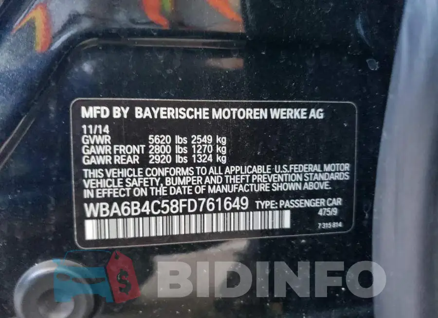 WBA6B4C58FD761649 Photo# 12