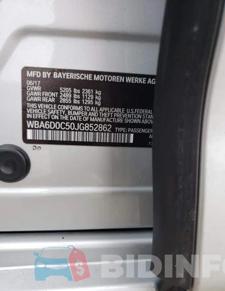 WBA6D0C50JG852862 Photo# 12