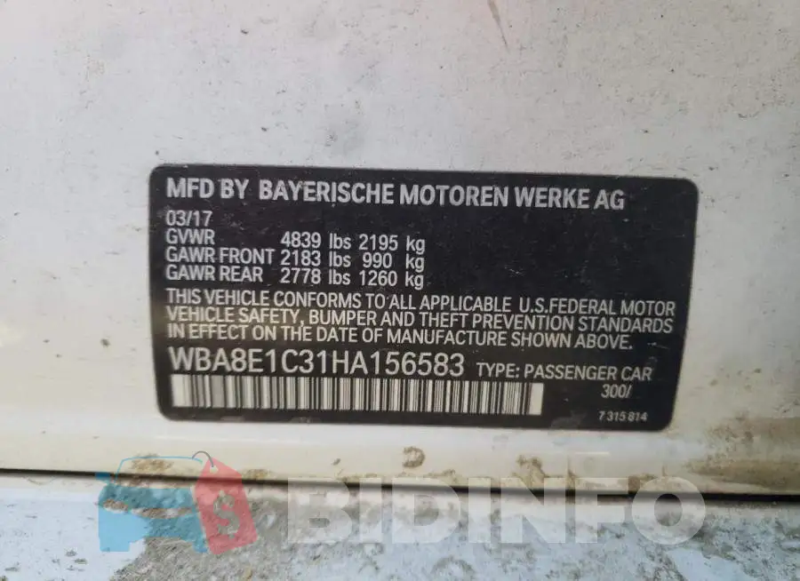 WBA8E1C31HA156583 Photo# 12