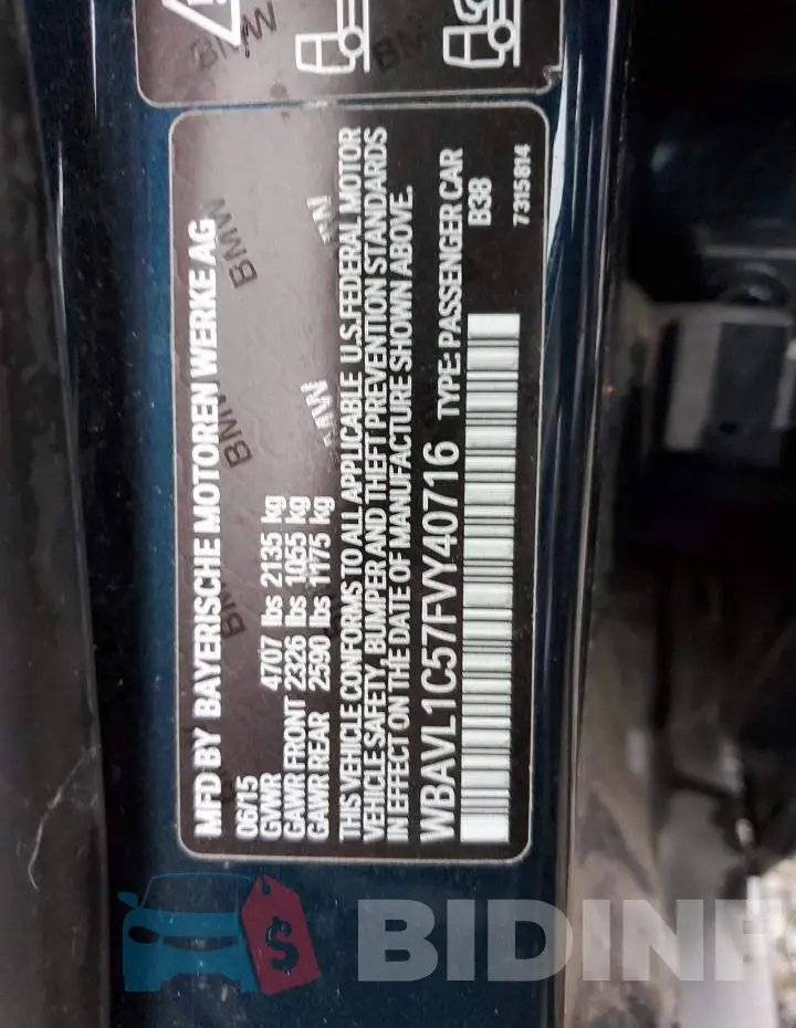 WBAVL1C57FVY40716 Photo# 13