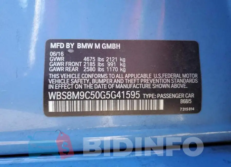WBS8M9C50G5G41595 Photo# 13