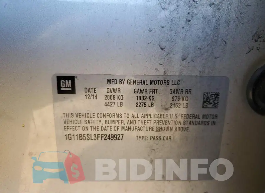 1G11B5SL3FF249927 Photo# 12