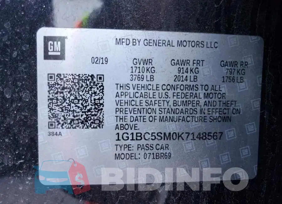 1G1BC5SM0K7148567 Photo# 12