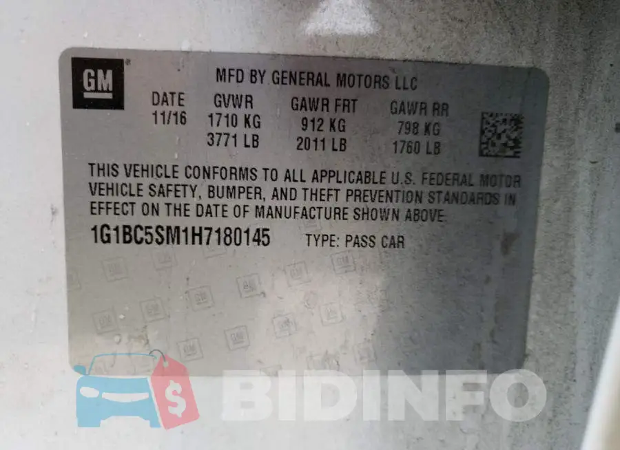 1G1BC5SM1H7180145 Photo# 12