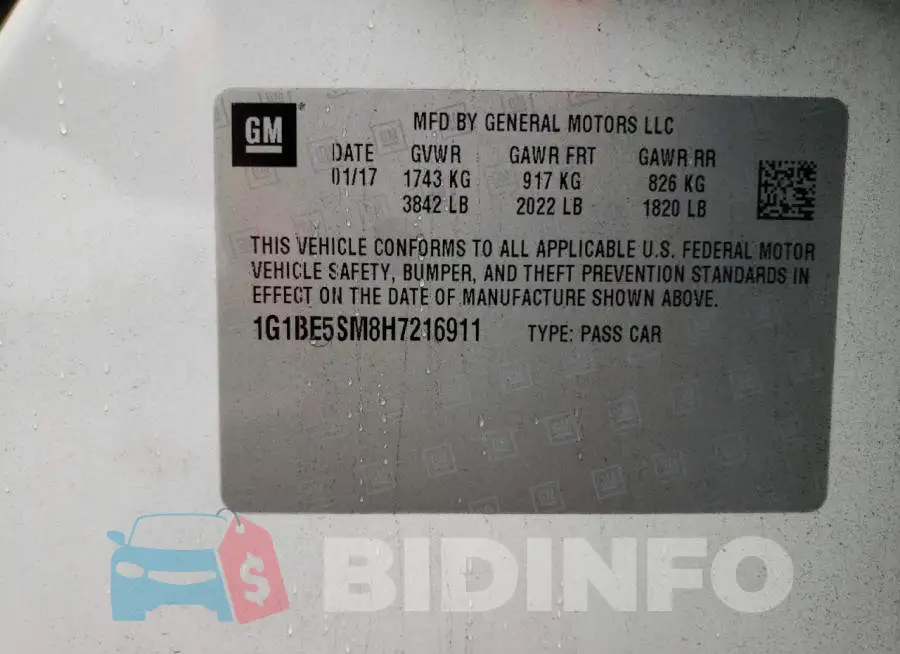 1G1BE5SM8H7216911 Photo# 13