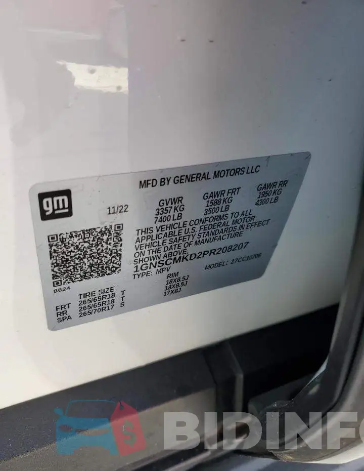 1GNSCMKD2PR208207 Photo# 13