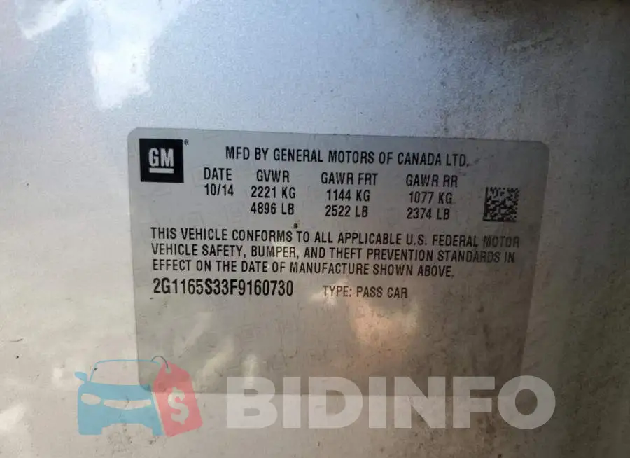 2G1165S33F9160730 Photo# 12
