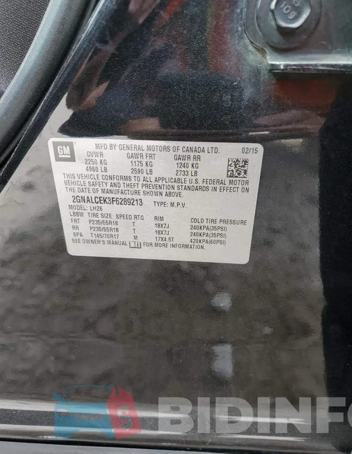 2GNALCEK3F6289213 Photo# 12