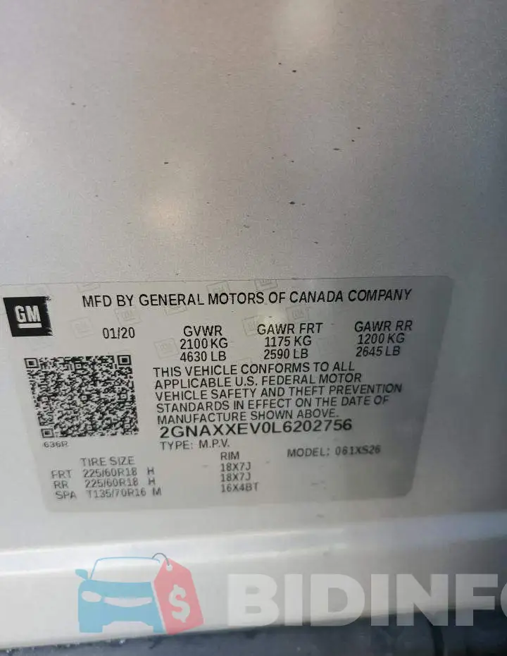 2GNAXXEV0L6202756 Photo# 13