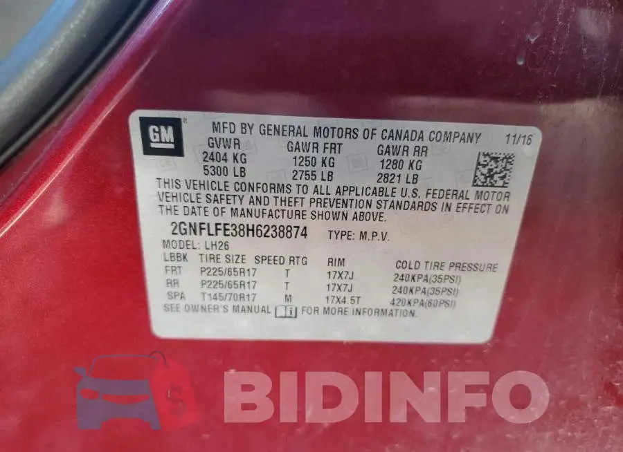 2GNFLFE38H6238874 Photo# 12