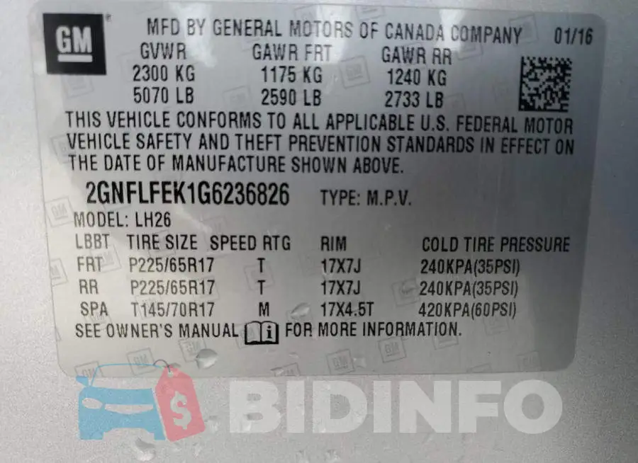 2GNFLFEK1G6236826 Photo# 13