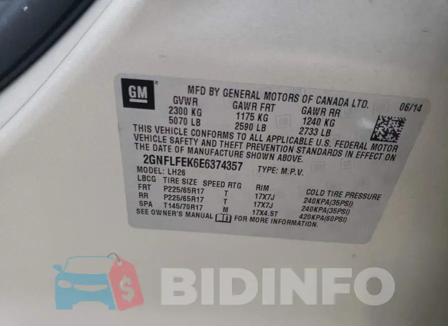 2GNFLFEK6E6374357 Photo# 12