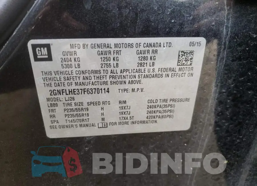 2GNFLHE37F6370114 Photo# 13