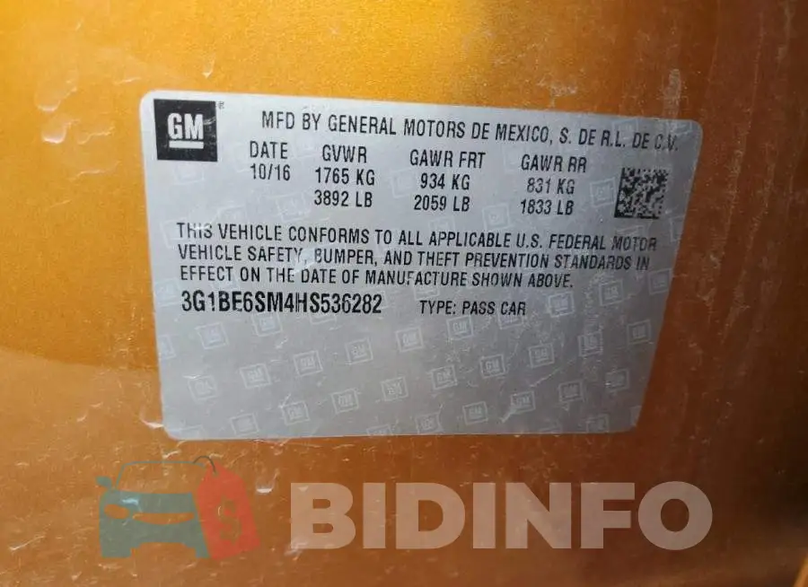 3G1BE6SM4HS536282 Photo# 12