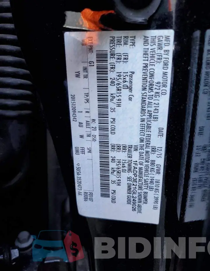 1FADP3E21GL249026 Photo# 12