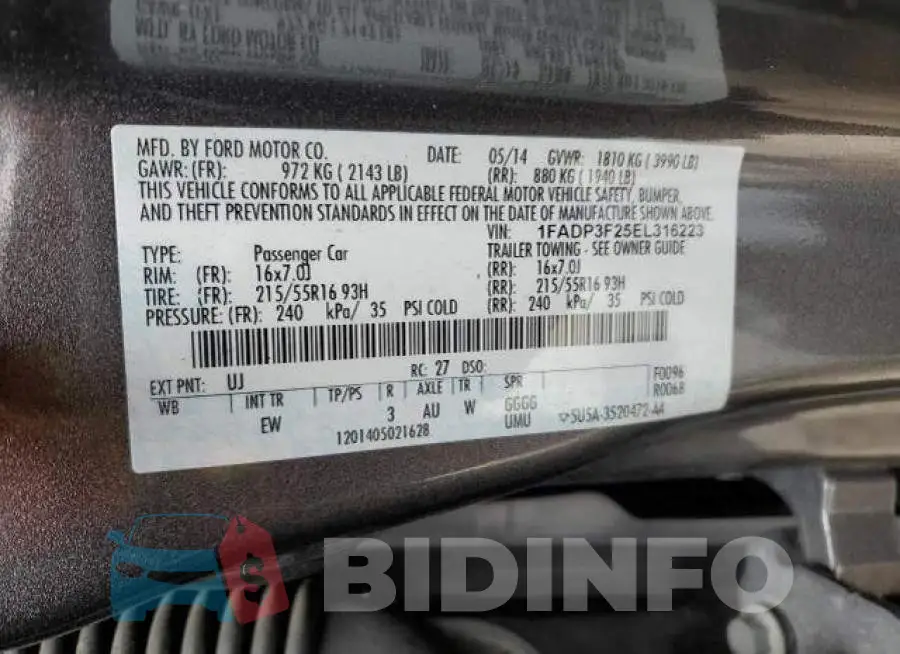 1FADP3F25EL316223 Photo# 12