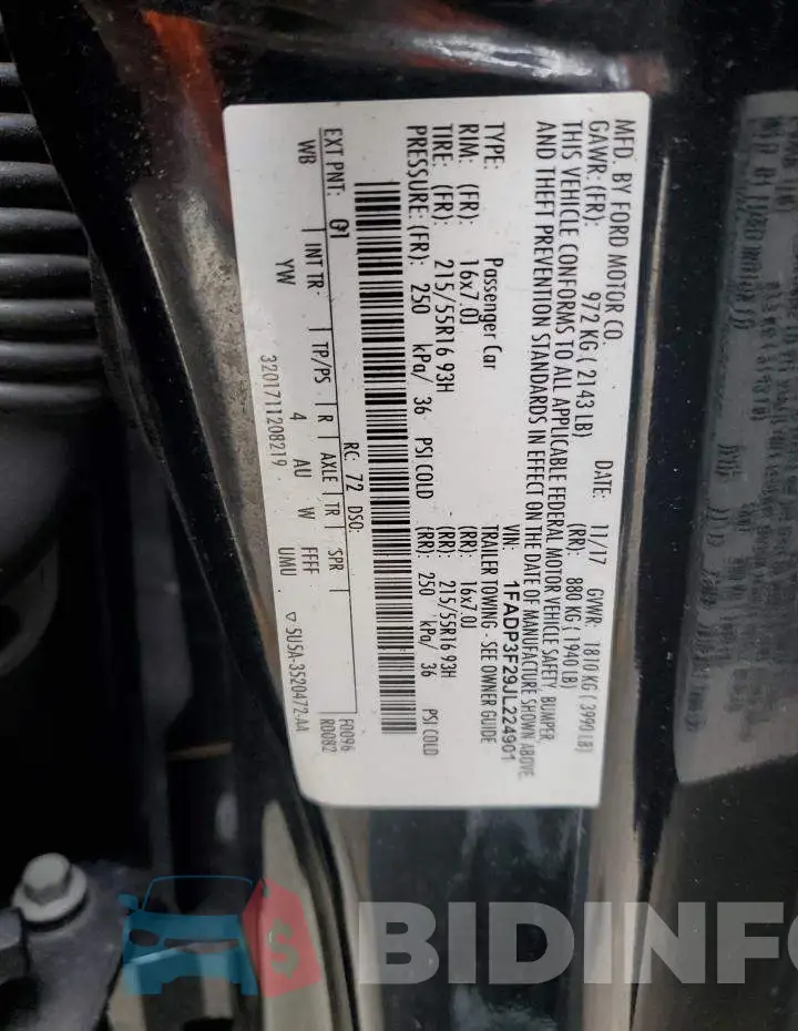 1FADP3F29JL224901 Photo# 12
