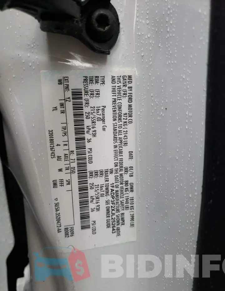 1FADP3F2XJL252643 Photo# 12