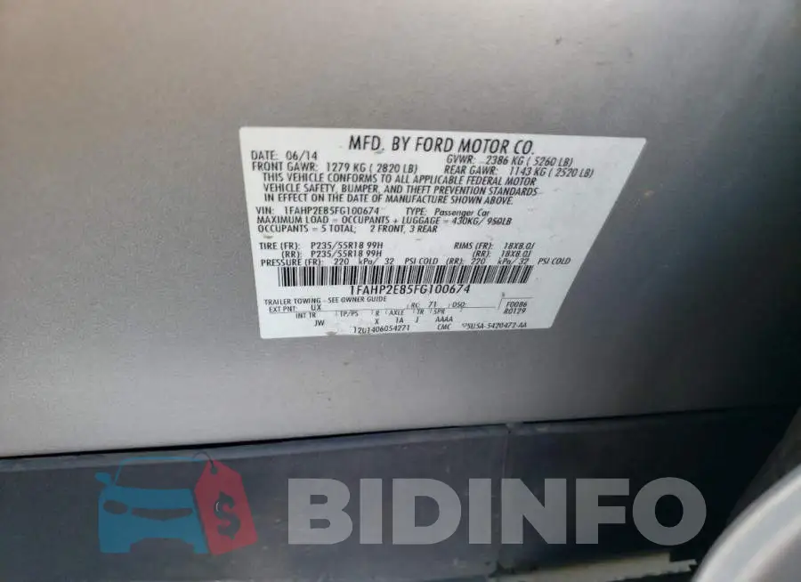 1FAHP2E85FG100674 Photo# 12