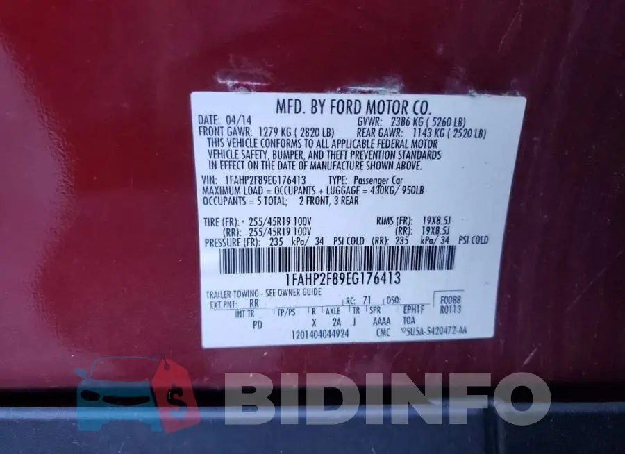 1FAHP2F89EG176413 Photo# 13