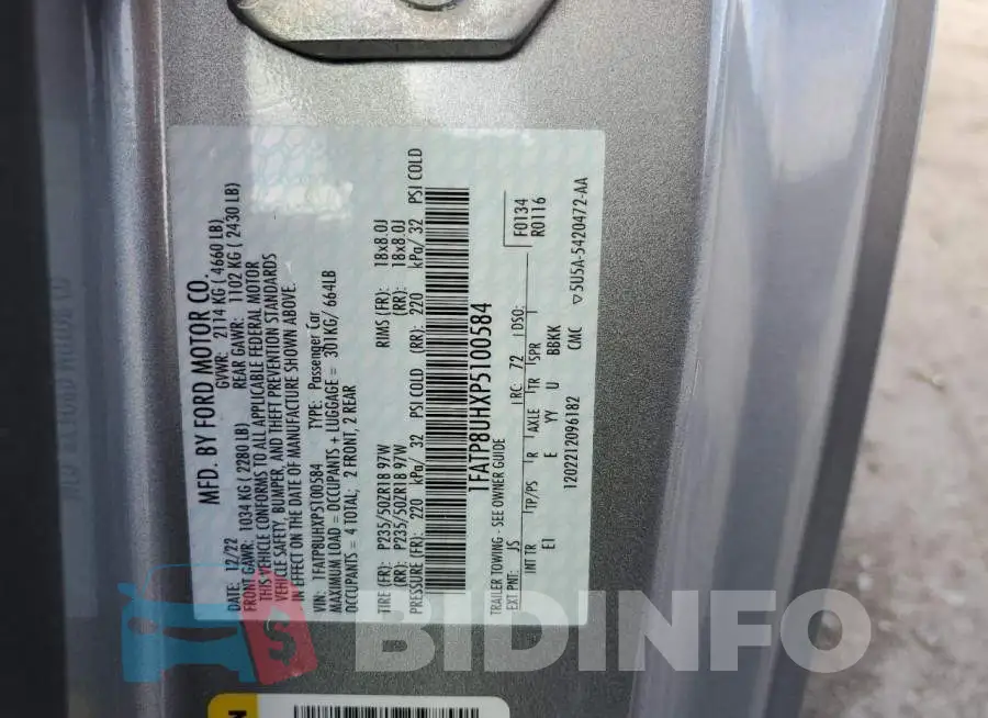 1FATP8UHXP5100584 Photo# 13