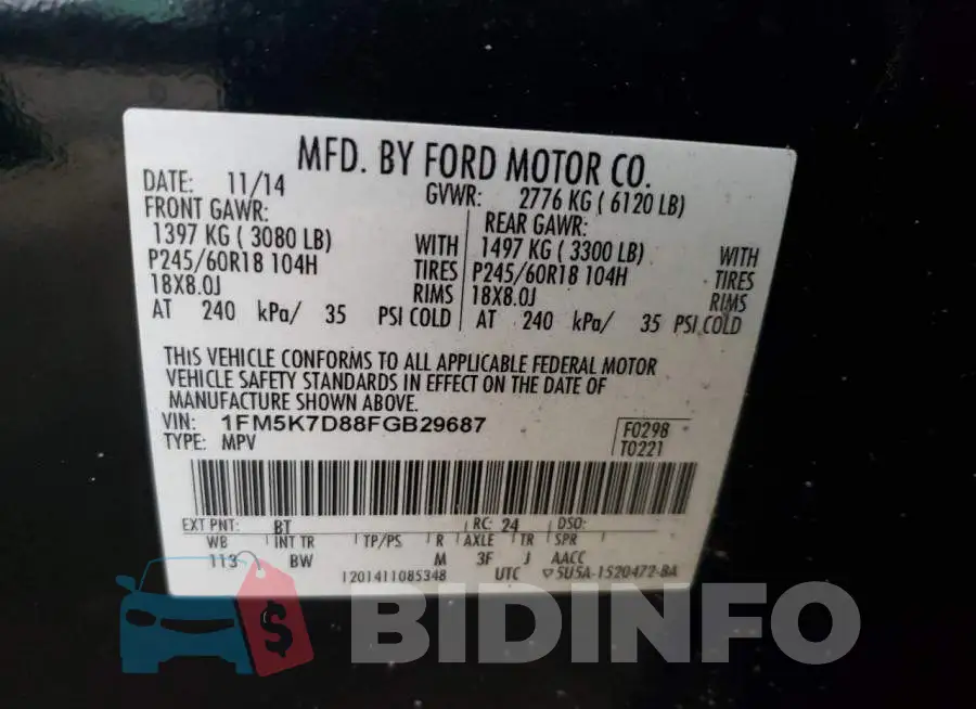 1FM5K7D88FGB29687 Photo# 13