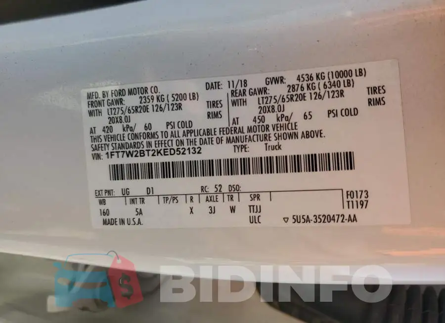 1FT7W2BT2KED52132 Photo# 12