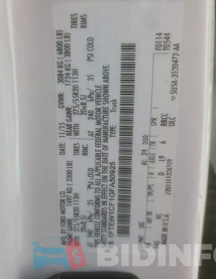 1FTEW1CF1GFA50925 Photo# 12