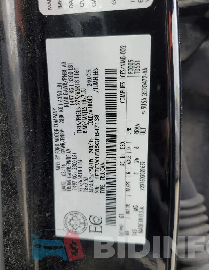 1FTEW1E85GFB47138 Photo# 13