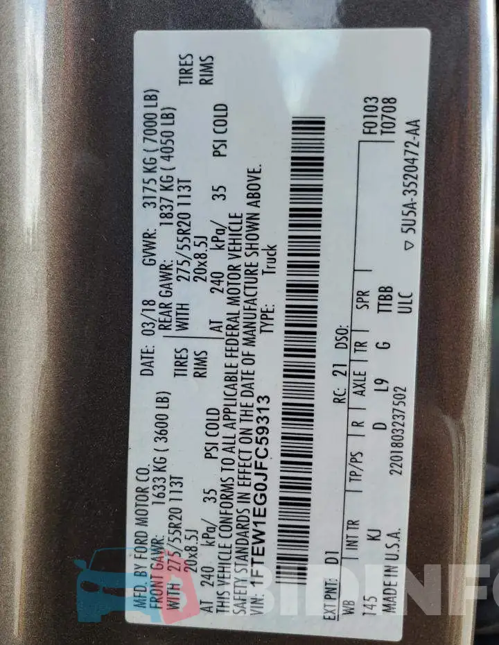 1FTEW1EG0JFC59313 Photo# 12