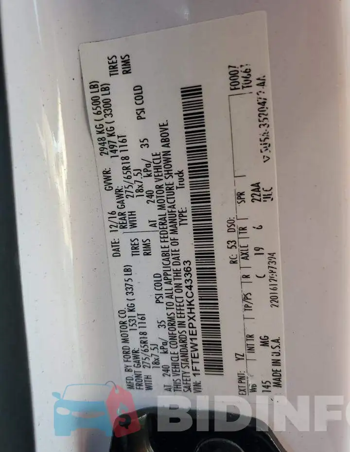1FTEW1EPXHKC43363 Photo# 12