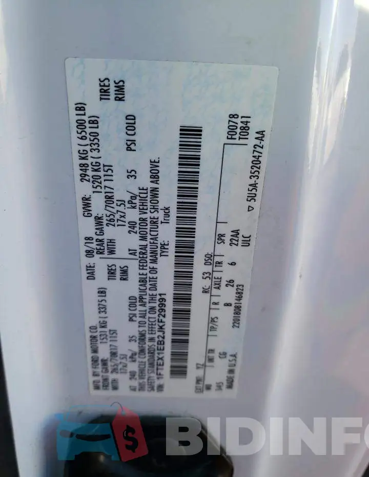 1FTEX1EB2JKF29991 Photo# 12