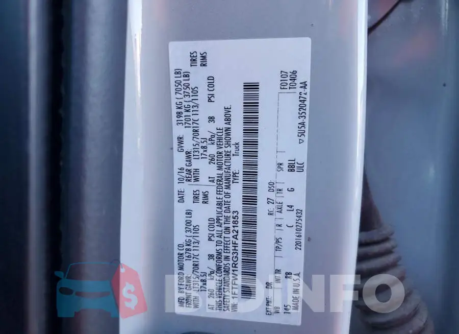 1FTFW1RG3HFA21853 Photo# 12