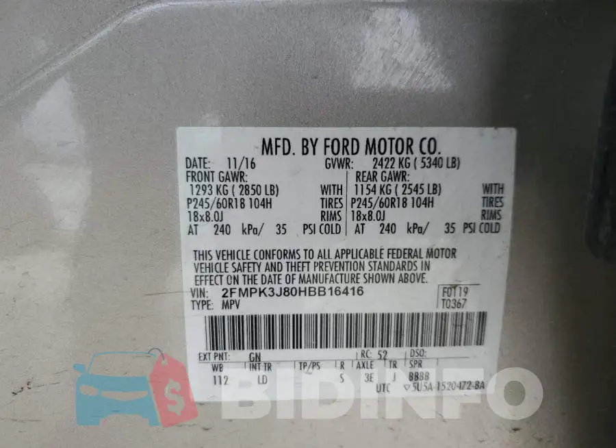 2FMPK3J80HBB16416 Photo# 13