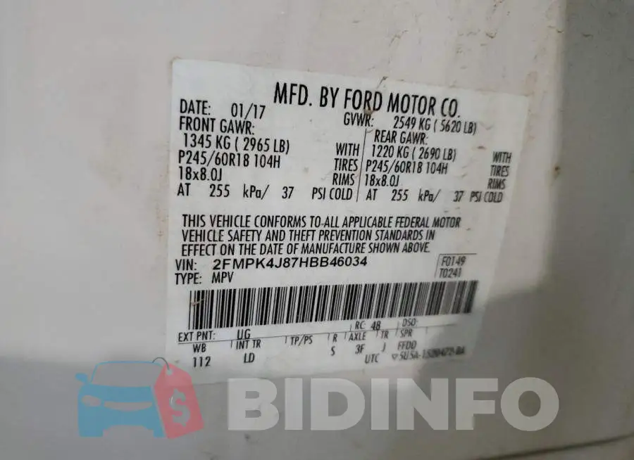 2FMPK4J87HBB46034 Photo# 12