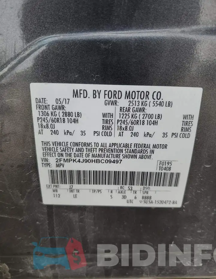 2FMPK4J90HBC09497 Photo# 13