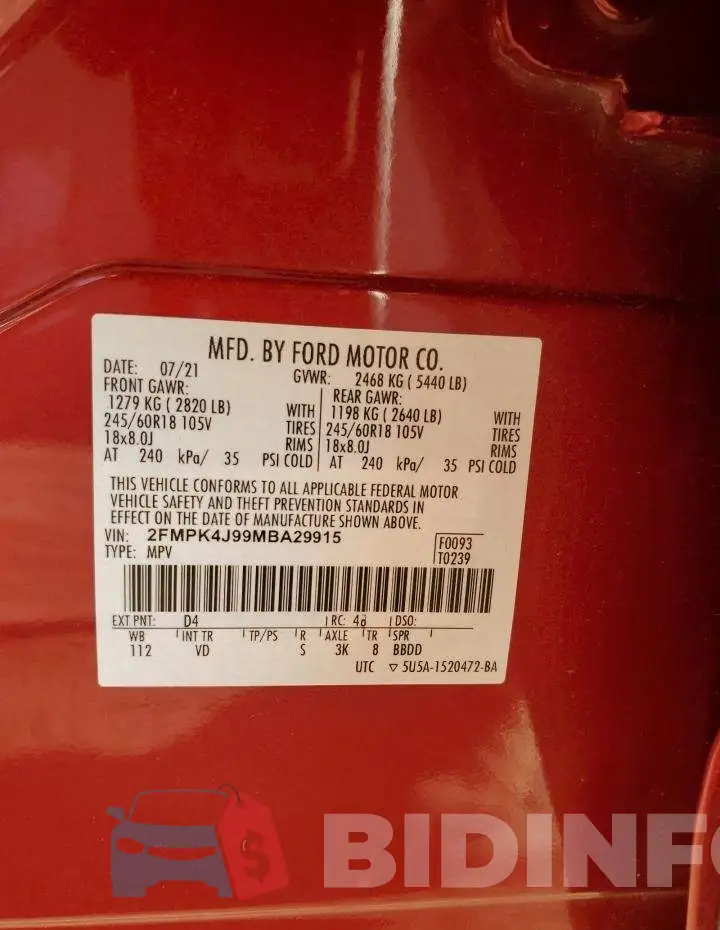 2FMPK4J99MBA29915 Photo# 12