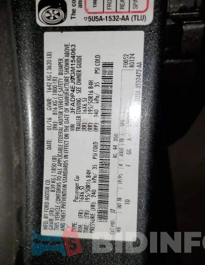 3FADP4EJ9GM154063 Photo# 12