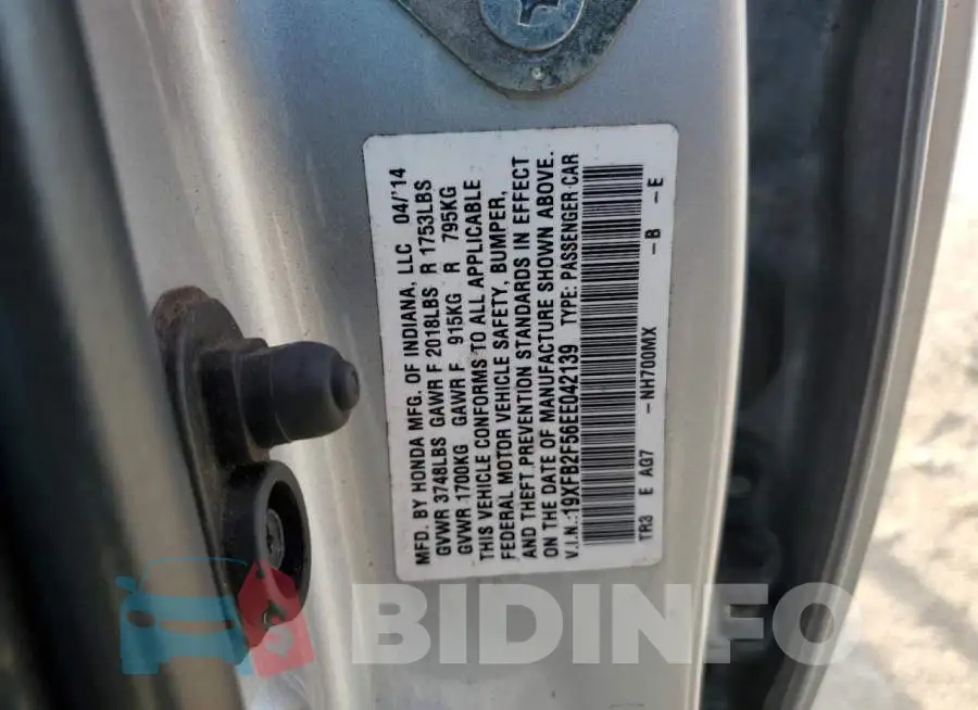 19XFB2F56EE042139 Photo# 12