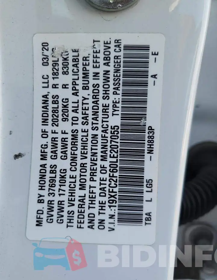 19XFC2F60LE207055 Photo# 12