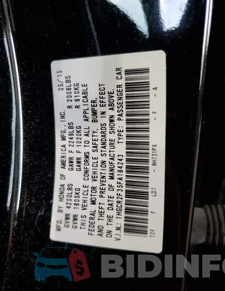 1HGCR2F35FA184243 Photo# 13