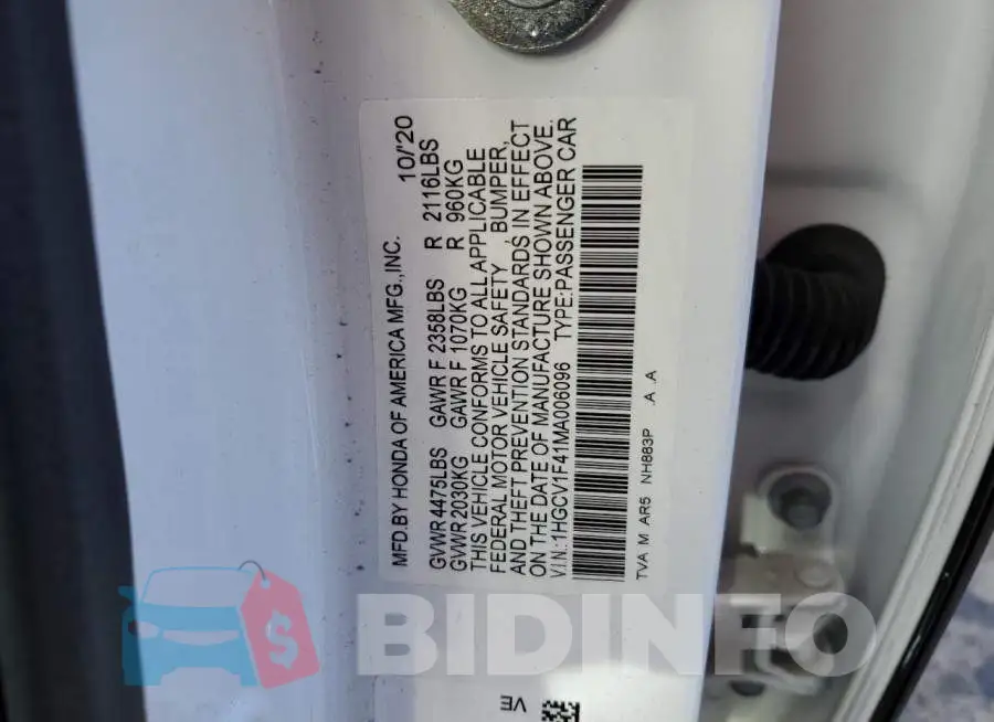 1HGCV1F41MA006096 Photo# 12