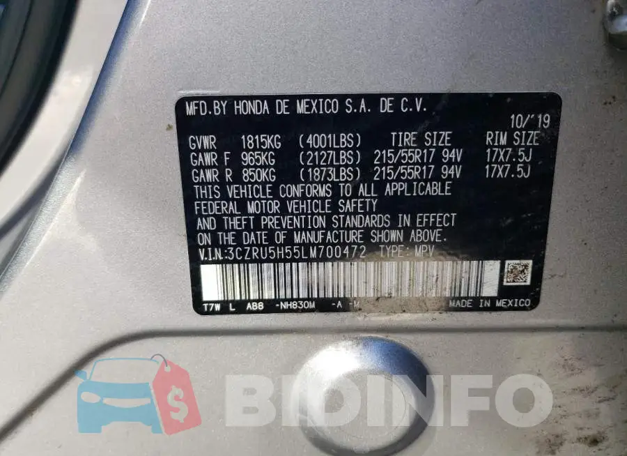 3CZRU5H55LM700472 Photo# 13