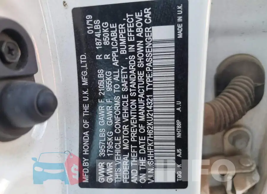 SHHFK7H62KU214321 Photo# 12