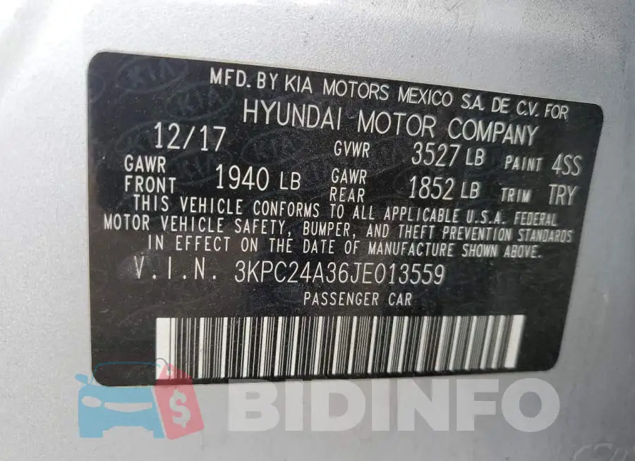 3KPC24A36JE013559 Photo# 13