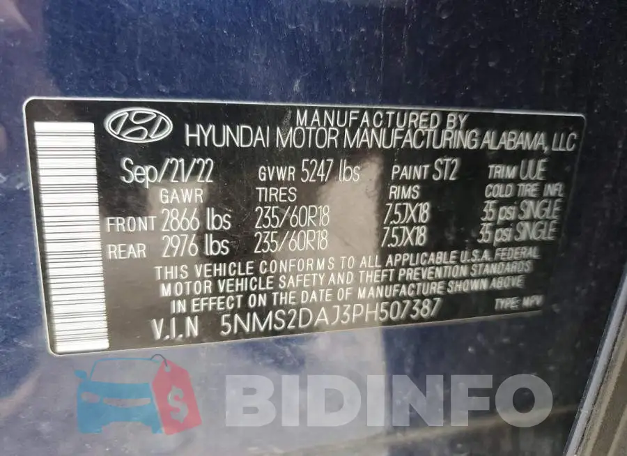 5NMS2DAJ3PH507387 Photo# 12