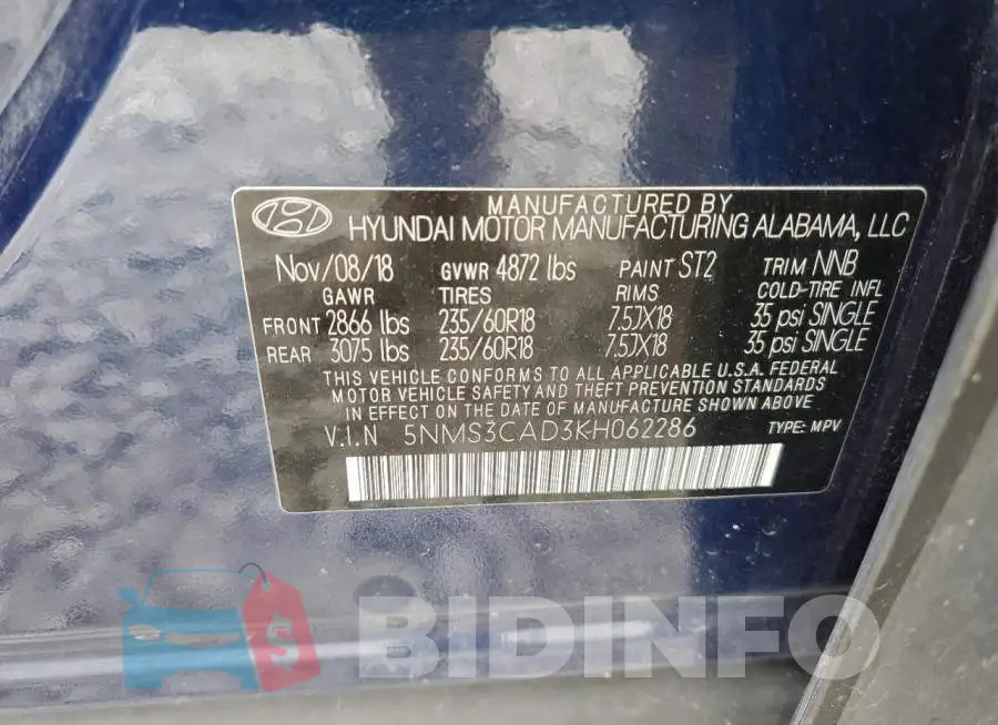 5NMS3CAD3KH062286 Photo# 12
