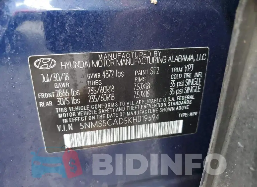 5NMS5CAD5KH019594 Photo# 13